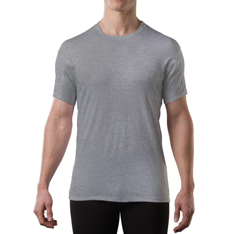 THOMPSON TEE Men's Sweatproof Undershirt - Cotton Crew Neck T-Shirt with Underarm Sweat Pads - Original Fit - Aluminum-Free Alternative - Heather Grey - Large - Image 1
